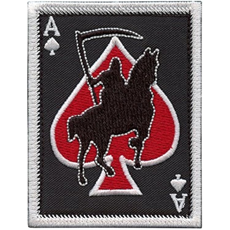 Ace of Spades Grim Reaper Death Card Morale Tactical Skull Skeleton Fastener Patch Multicolor