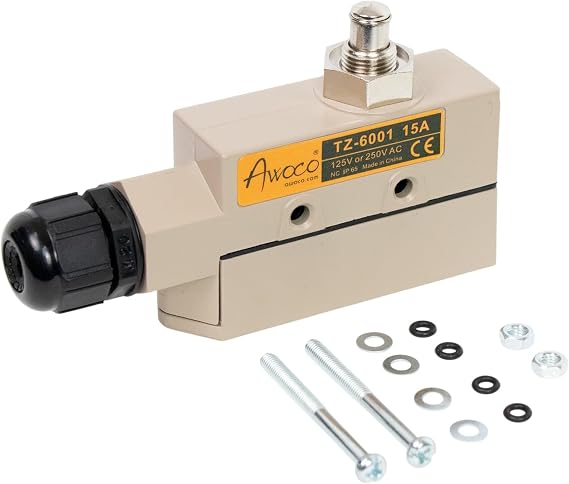 Awoco Heavy Duty Commercial Plunger Door Micro Switch for Air Curtains, 250V 15A IP 65 Limit Switch Type NO and Type NC (TZ-6001-15A)