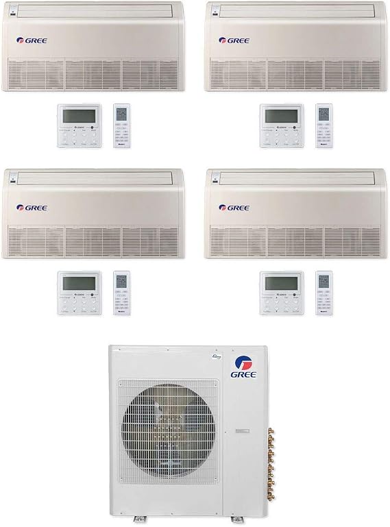 Gree 42,000 BTU Multi21+ Quad-Zone Floor/Ceiling Mini Split Air Conditioner Heat Pump 208/230V SEER 21 (9-9-9-9)