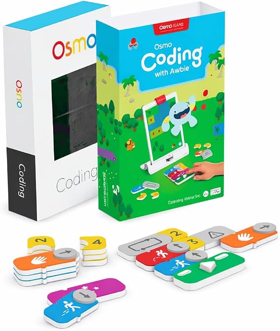 Osmo Coding Family Bundle, Ages 5-10+, Coding for Kids, 3 Games, iPad/Fire | Osmo base required (sold separately). 3 games - Coding Jam, Awbie & Duo - teach coding fundamentals through creative play