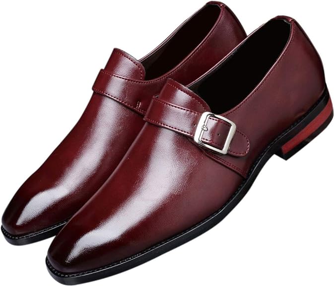 Santimon Mens Dress Shoes Moccasins for Men Slip On Leather Monk Straps Shoes Smoking Slipper Classic Vintage Loafers