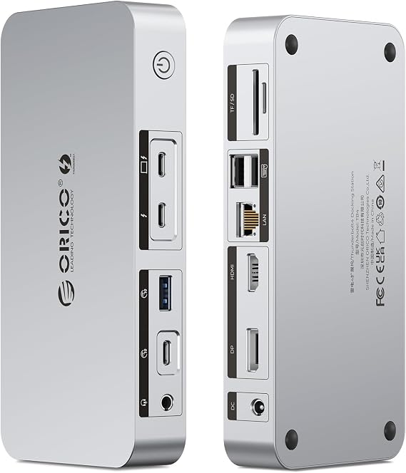 ORICO Thunderbolt 4 Dock,40Gbps 12-in-1 HUB Docking Station Support Single 8K/Dual 4K and Daisy Chain Expansion,Compatible HDMI/DP Port,SD/TF Slots Ideals for Media Editor-TB4