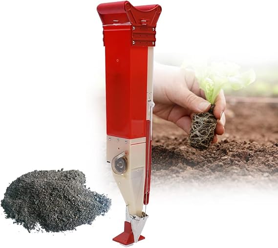 Handheld Seeder Fertilizer Spreader Tool, 2 in 1 Manual Fertilizer Applicator Seeder Adjustable Seed Spreader Hand Seed Planter Tool for Home Vegetable Garden (Single Tube Seeder)