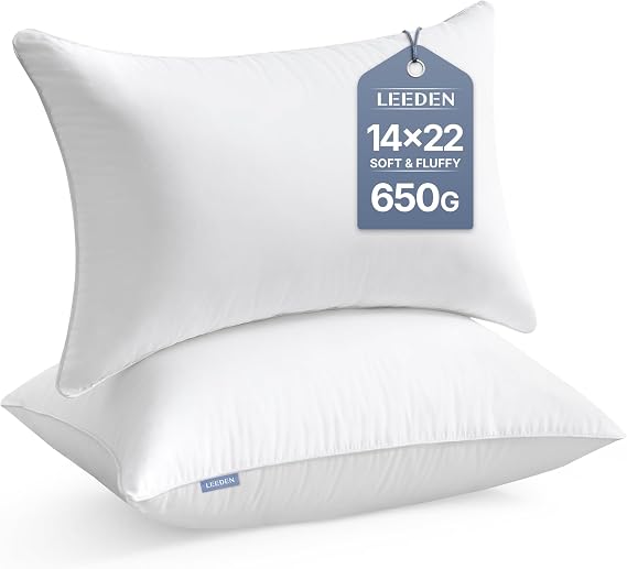Leeden 14x22 Lumbar Throw Pillow Inserts Set of 2-100% Cotton Cover