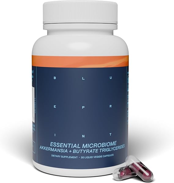 Blueprint by Bryan Johnson Essential Microbiome Capsules, Digestive & Gut Health Support for Women and Men, Delayed-Release 2-in-1 Postbiotic Daily Oral Microbiome Supplement for Healthy Digestion*