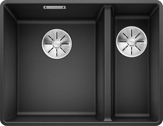 BLANCO SUBLINE 340/160-F – Flush-Mounted Double Bowl Kitchen Sink for 60 cm Wide Base Units – Made of SILGRANIT – Grey – 523568