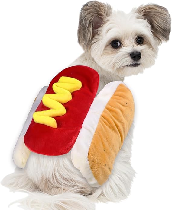 GOYOSWA Dog Hot Dog Costume, Dog Halloween Costumes Funny Pet Hot Dog Costume for XS Small Medium Dogs Cats Pets (Medium)