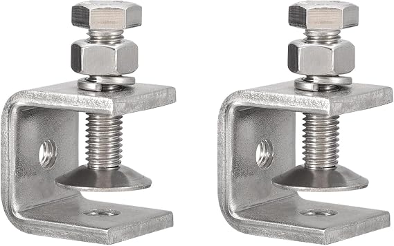 2 Pack 304 Stainless Steel C Clamps with 20mm/0.79" Stable Wide Jaw Opening Tiger Clamp for Woodworking Welding Construction Household Mount