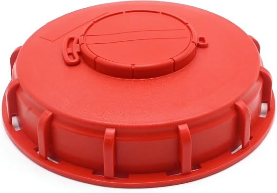 EATAKWARD IBC Tote Replacement Lid Cover with Vent Hole and Gasket, 6.5 Inch Cap for 275/330 Gallon IBC Tank, Water Storage, Rain Barrel, Aquaponics, Chemical Liquid Container (Red)