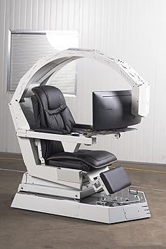 Computer Workstation Zero -Gravity Game Chair Cockpit Game Workstation Execution Seat Black Supports 3 Monitor Multi -Screen Work White