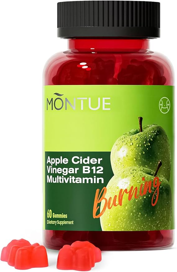 Montue NEWELLME Apple Cider Vinegar Gummies B12 Multivitamin,ACV Supplement Gummy Vitamins,Vegetarian Supplement for Women & Men,Non GMO,Support Normal Energy Levels & Gut Health 60 Gummies (60)