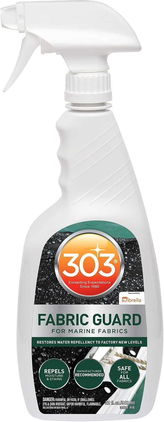 303 Marine Fabric Guard for Boat Covers & Canvas, 32 oz | Restores water and stain resistance on boat covers, canvas, and marine fabrics.