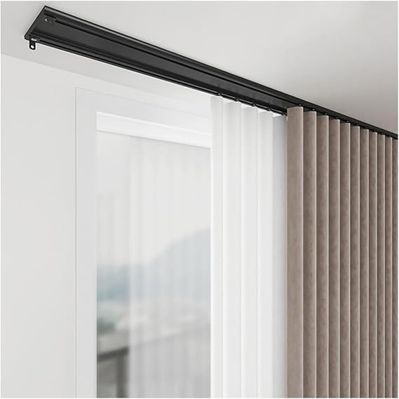 Double Curtain Track (Ceiling Mount) Heavy-Duty Conjoined Curtain Rails, Room Divider Ceiling Track System for Living Room/Bedroom/Shower/Rv(Black,300cm(2 * 150cm))