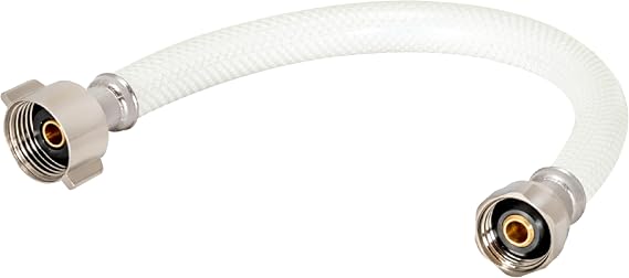 Eastman 9 Inch Flexible Toilet Connector, 7/8 Inch Ballcock x 1/2 Inch FIP, Reinforced PVC Supply Line, White, 48169