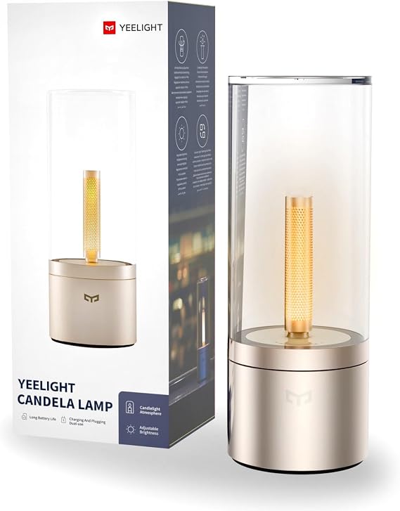 YEELIGHT Portable Small Table Lamp for Indoor/Outdoor Use, 2500mAh Rechargeable Gold LED Desk Light, 2 Dimming Modes, 1800K Adjustable Warm Brightness, Patio, Table Decor, Coffee Shop, Dining, Bar