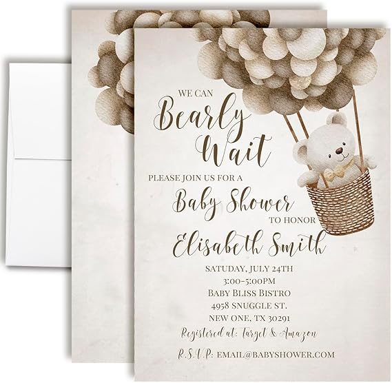 Amanda Creation Custom Baby Shower Invites Purple Teddy Bear Baby Shower Invitation 20 5x7 Custom Personalized Invitations With Envelopes