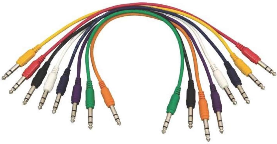 OnStage On-Stage Hot Wires Straight 14 TRS Patch Cables, 17 8 Pack