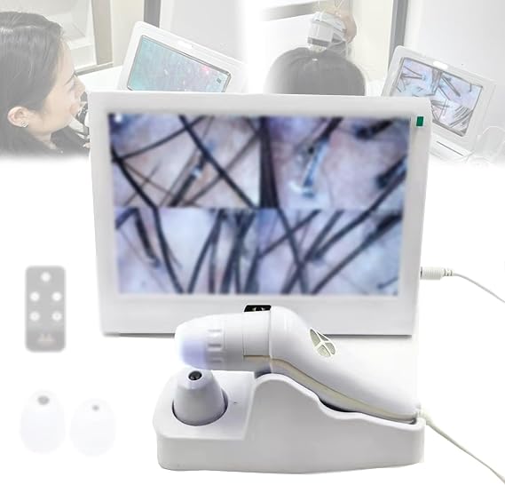 Facial Skin Beauty Instrument,13 Inch Skin Scalp Analyzer,50/200 Times Magnification,3 Spectrum,4 Split Screen,Hd Touch Screen,Can Store Pictures,For Beauty Salon