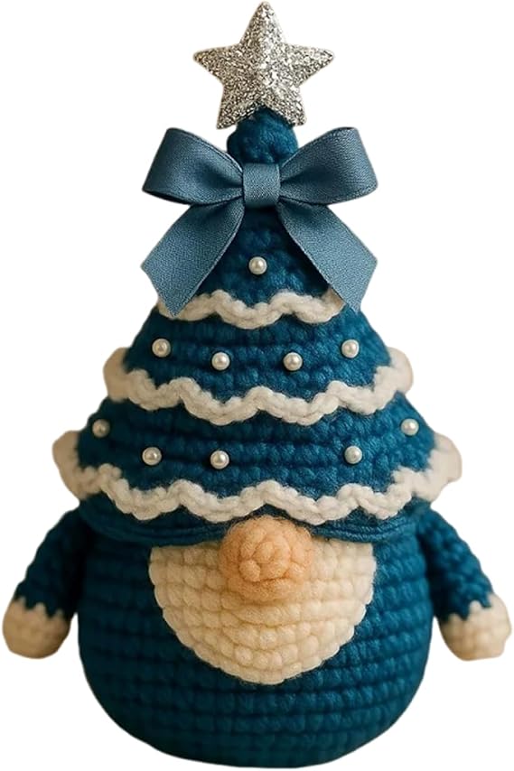 PIXZCSA Beginner Crochet Kit for Adults Start Crocheting Own Amigurumi Masterpieces At Home Christmas Crafts for Adults DIY Crafting Amigurumi Crochet Kit, Blue, Material