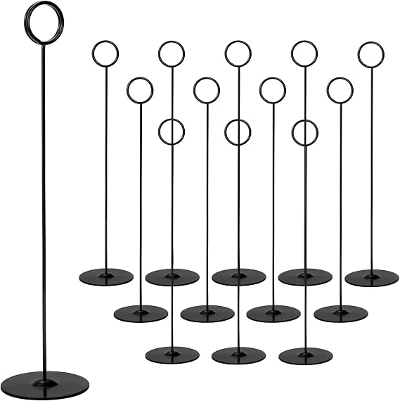 Tosnail 12 Pack 12" Tall Table Number Holders, 30 CM Place Card Holder Picture and Photo Display, Reserved Table Sign Stands for Centerpiece, Food Sign, Memo Note, Wedding Party Setting - Black