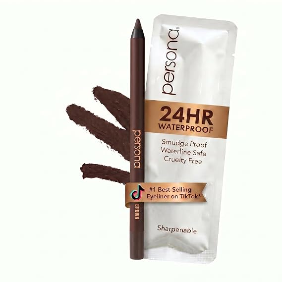 PERSONA 24HR Brown Waterproof Eyeliner Pencil, Creamy & Sharpenable