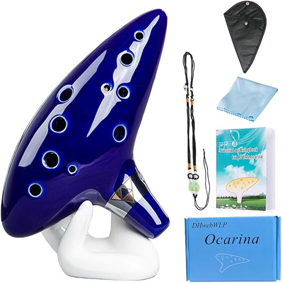 Zelda Ocarina of Time(Songs From the Legend of Zelda) 12 Hole Alto C Ocarina Instrument Gift For Zelda Fans beginners with Display Stand Music Book Neck-Strap Bag