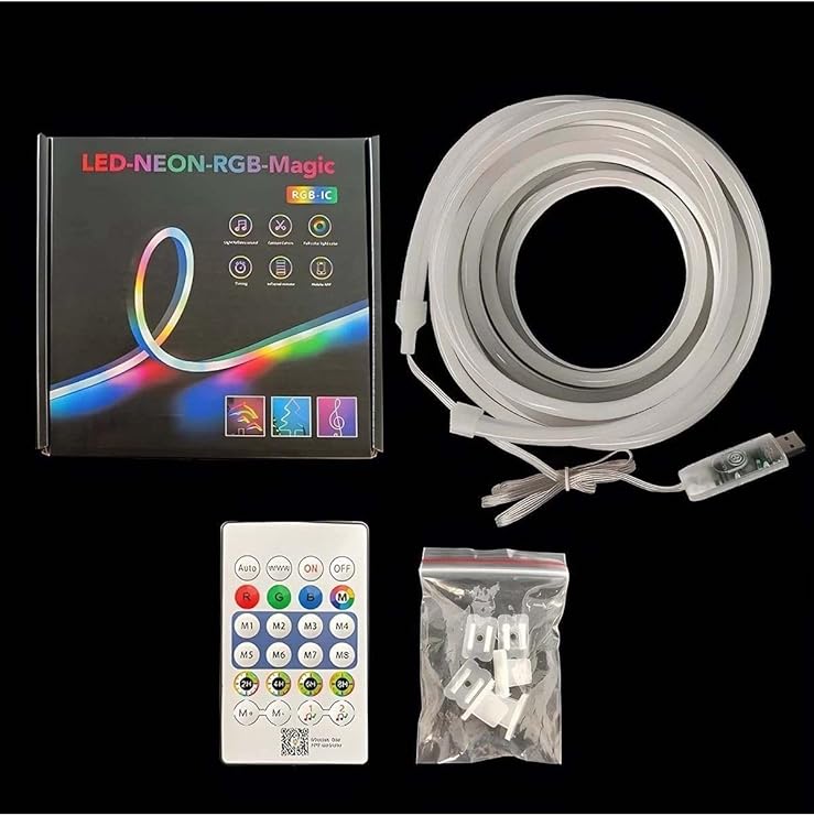 RGB Neon Led 3 Metre, Sese Duyarlı Çok Renkli Led Işık Şeridi