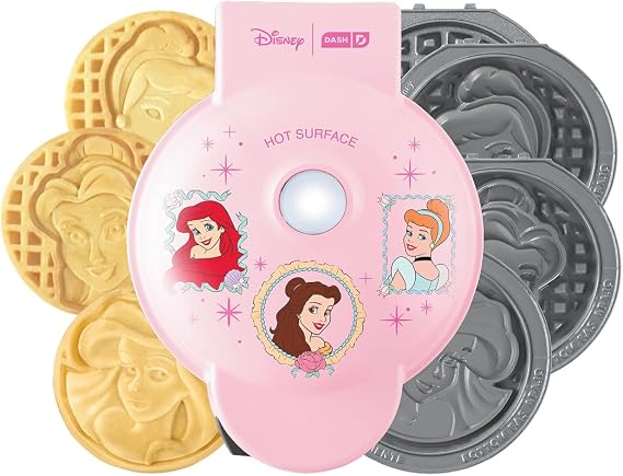 Disney | Dash Princess MultiMaker Mini Waffle Maker, Ceramic Nonstick, Pink