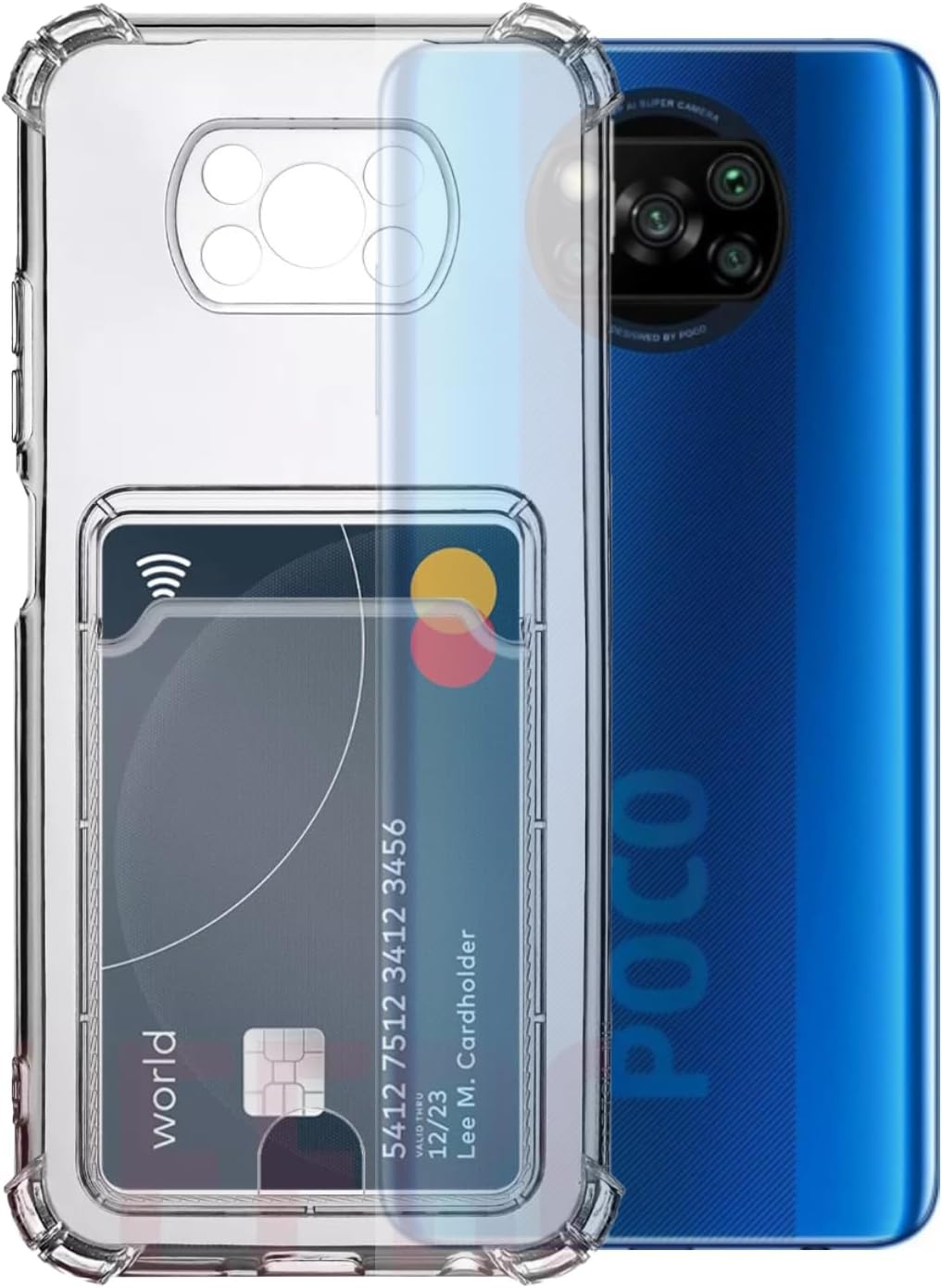 KZY CONTACT Xiaomi Poco X3 Pro Cover Camera Protected Card Holder Transparent Silicone Case with Shock Absorbing Feature
