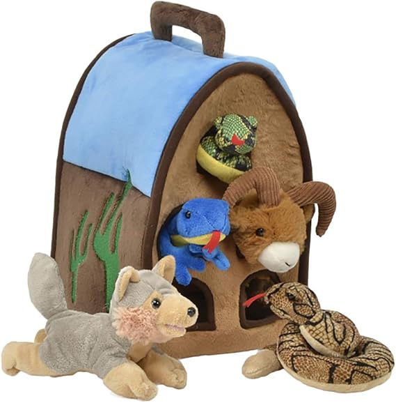 Desert Barn- 5 Stuffed Animals in Desert Carrying Barn Case