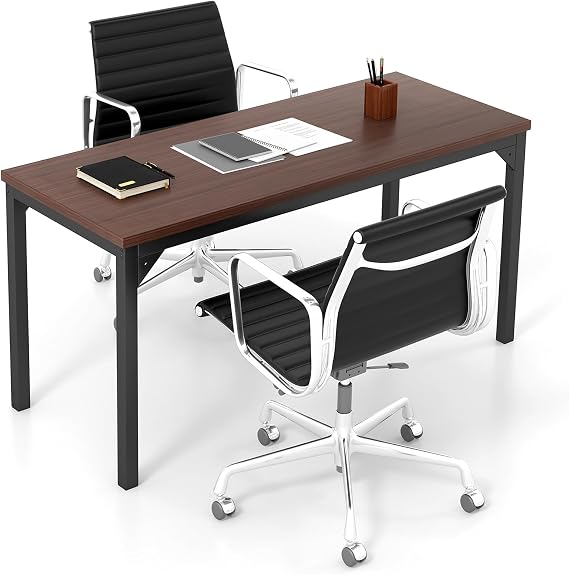 COSTWAY 4.5FT Conference Table, 55 x 24 Large Meeting Room Table W/Heavy Duty Steel Frame, Modern Computer Desk for Home, Office, Conference Room, Easy Assembly (1)