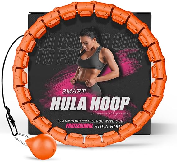 Fitness Hula Hoops, Smart Weighted Hula Hoop for Adults, Adjustable Infinity Hoop with 360° Auto-Spinning Ball, Weight Loss Exercise Equipment for Home Use