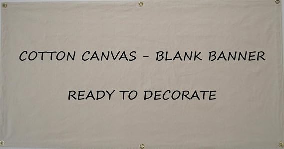 Blank Canvas Banner, Wall Hanging 36" x 72", Paintable, Natural Cotton Canvas, Grommets, Art Classroom Supplies