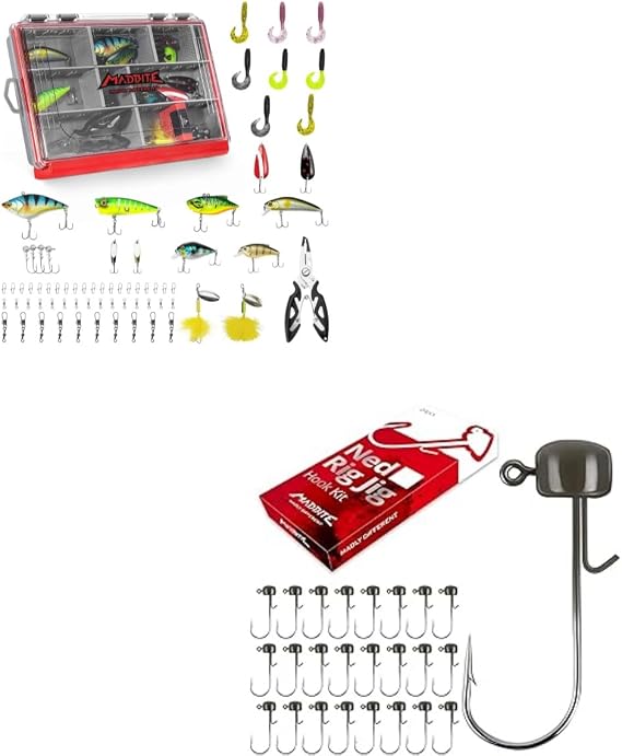 MadBite by KastKing 71pcs Freshwater Fishing Lure and Ned Rig Jig Hook Kits