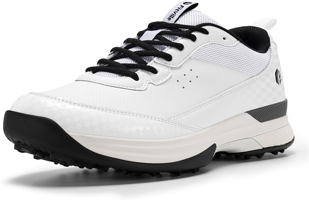 FitVille Wide Golf Shoes Men Professional Outdoor Water Resistant Golf Shoes for Course with Non-Removable Spikes