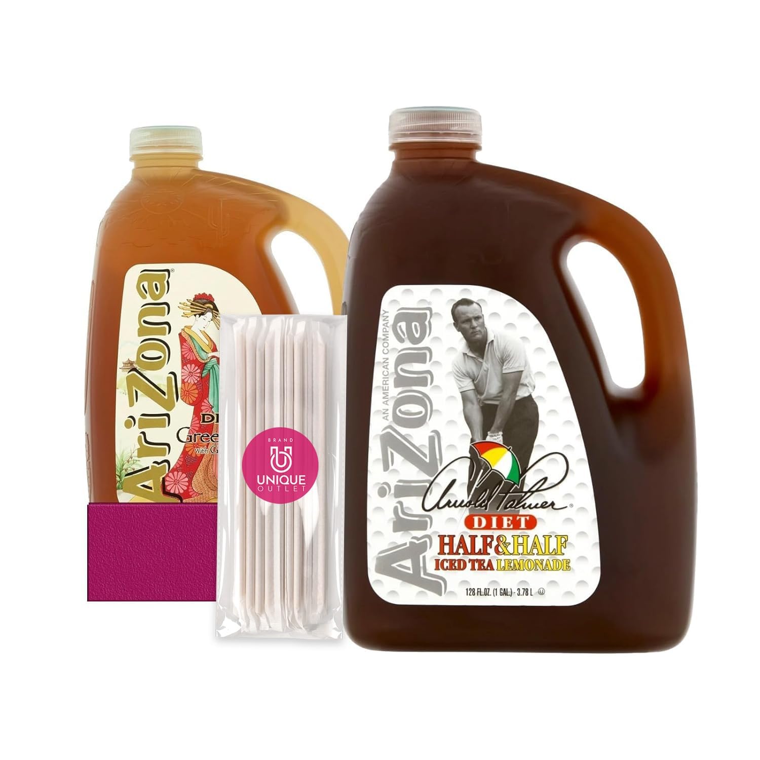 AriZona - Unique Outlet Bundle: 2-Pack of Diet Green Tea with Ginseng  Diet Arnold Palmer 128 fl oz Plastic Jugs  1 Utility Prop