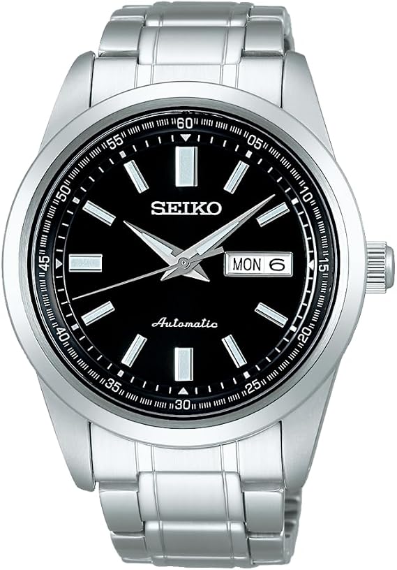 SEIKO SELECTION Men's Mechanical Calendar (Date and Week) Functional Model, Dial: Black/Case: Silver, 1, Calendar (Date/Day) Function Model