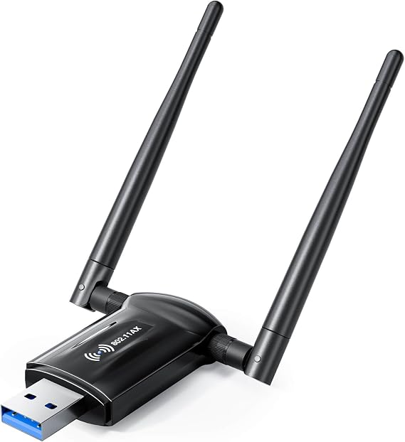 Nineplus USB WiFi Adapter for Desktop PC - 1800Mbps 5.8G/2.4G Wi-Fi 6 USB 3.0 Wireless Adapter with 2x5dBi Antenna WiFi Dongle for Desktop PC Laptop 802.11ax Internet Network Card for Win11/10