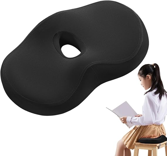 Chair Cushions Memory Foam Desk Chair Cushion | Ergonomic Support Pressure Relief Butt Pad for Long Sitting, Home, Gaming, Driving, Airplane
