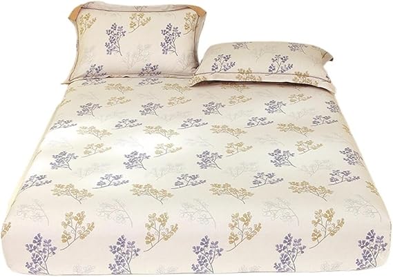 Bedsheet Skin-Friendly Bed Cover Elastic Fitted Sheets Printed Linen(Color06,180x200cm 3pcs Set)