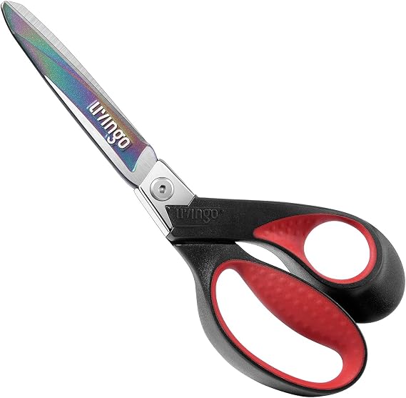 LIVINGO 9" Heavy Duty Titanium Coated Stainless Steel Scissors, (Red/Black) | Industrial Multipurpose Scissors Sharp Forged Professional Shears for Sewing, Carpet, Craft, Home Office & Outdoor Use