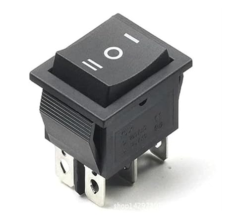 1pcs DIY Rocker Switch Power Switch Boat 3 Position 6Pin Button Latching with Lamp Light KCD4 16A 250VAC/ 20A 125VAC On-Off-on(Black)