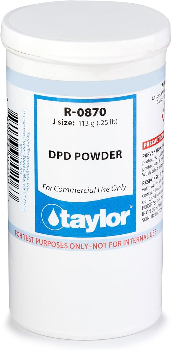 Taylor Replacement Reagent R-0870-J DPD Powder .25-Pound | Dropper Refill Tests Bromine and Chlorine in Pools & Spas, Replace Annually