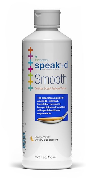 Lifetrients Speak+D Smooth Kids Omega-3 Smoothie with Vitamin D3 Pediatric Specialist Developed Sugar-Free, Xylitol Sweetened Orange Vanilla 15.2 oz