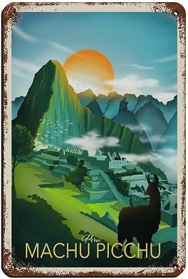 SUGADA Retro Travel Poster Machu Picchu Retro Poster Metal Tin Sign Chic Art Retro Iron Painting Bar People Cave Cafe Family Garage Poster Wall Decoration Style8x12inch20x30cm