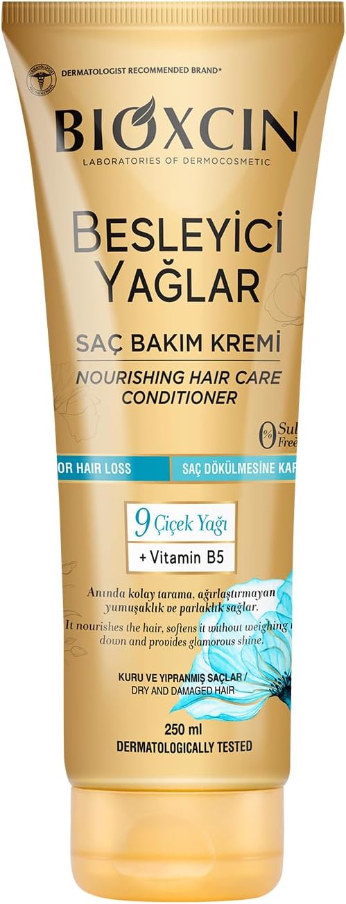 Bioxcin Besleyici Saç Bakım Kremi – 9 Çiçek Yağı, B5 Vitamini ve BioComplex B11 İçeren Yoğun Nemlendirici Krem – 250 ml – Kuru ve Yıpranmış Saçlar İçin
