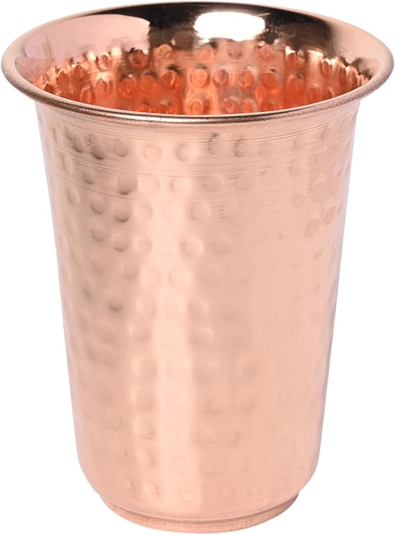 Hammered Copper Tumbler, LACQUERED-FREE, UNLINED and UNCOATED - 300 Ml, For Ayurveda Health Benefits