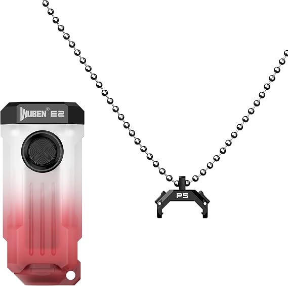 WUBEN E2 Small EDC Flashlight Rechargeable, Mini LED Keychain Flashlights Bundle P5 Flashlight Accessory with Quick Release Connector