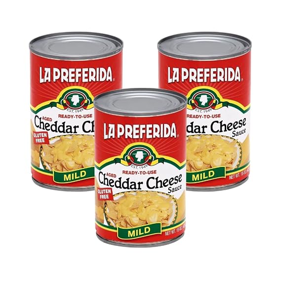 La Preferida Mild Cheddar Cheese Sauce (Velvety, Ready-to-Pour Canned Cheese) for Nachos, Tacos, Dips & Tex-Mex Dishes, Versatile Pantry Staple, 15oz. (Pack of 3)