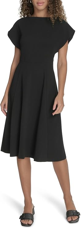Calvin Klein Scuba Crepe Boat Neck Midi
